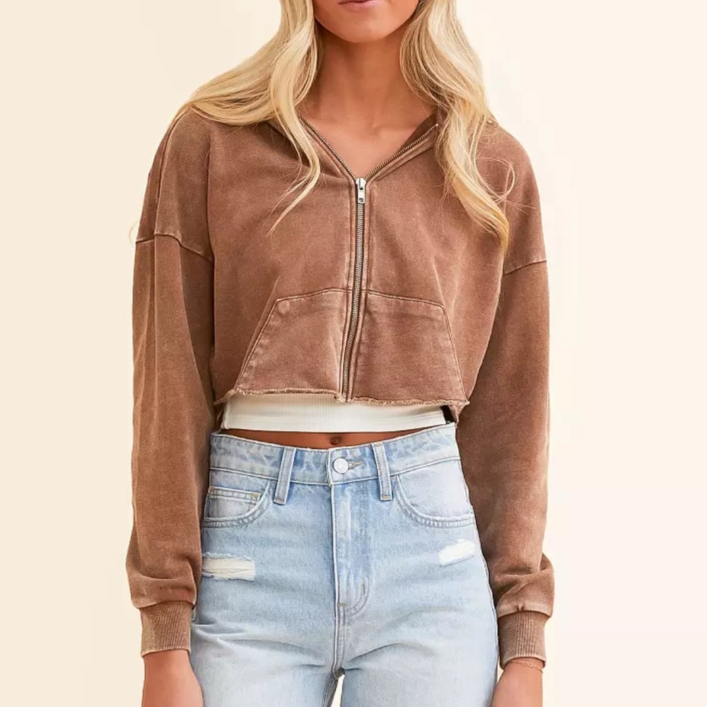 FITZ + EDDI Brown Cropped Hoodie